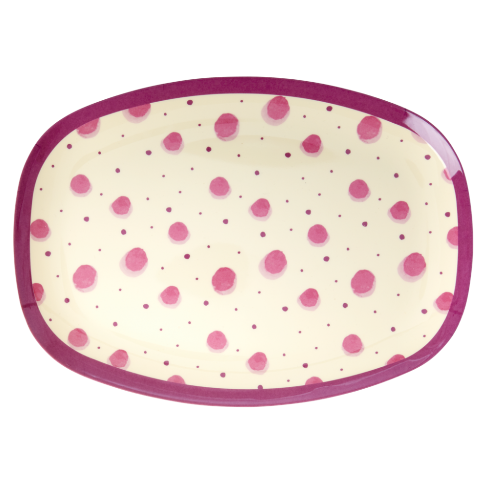 Pink Watercolour Splash Print Rectangular Melamine Plate Rice DK